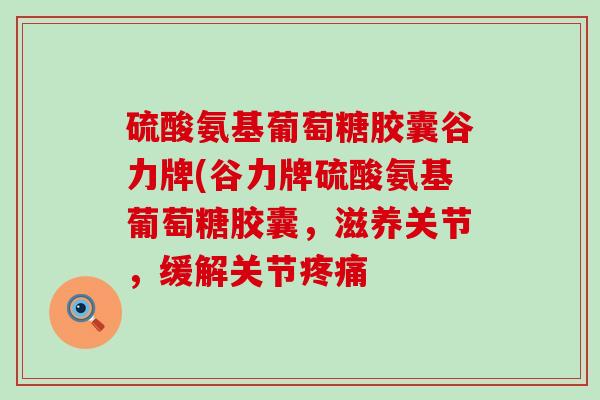 硫酸氨基葡萄糖胶囊谷力牌(谷力牌硫酸氨基葡萄糖胶囊,滋养关节,缓解关节疼痛-第1张图片-氨糖科普网 硫酸氨基葡萄糖胶囊谷力牌(谷力牌硫酸氨基葡萄糖胶囊,滋养关节,缓解关节疼痛-第1张图片-氨糖科普网
