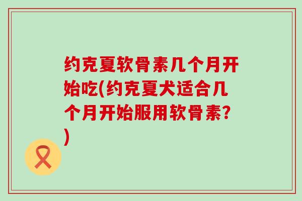 约克夏软骨素几个月开始吃(约克夏犬适合几个月开始服用软骨素？)-第1张图片-氨糖科普网