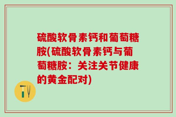 硫酸软骨素钙和葡萄糖胺(硫酸软骨素钙与葡萄糖胺：关注关节健康的黄金配对)-第1张图片-氨糖科普网