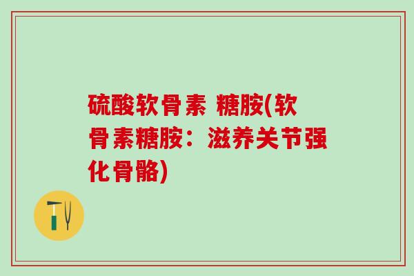硫酸软骨素 糖胺(软骨素糖胺:滋养关节强化骨骼)-第1张图片-氨糖科普网 硫酸软骨素 糖胺(软骨素糖胺:滋养关节强化骨骼)-第1张图片-氨糖科普网