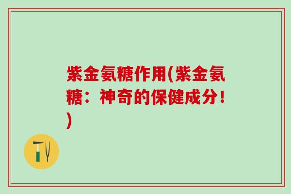 紫金氨糖作用(紫金氨糖：神奇的保健成分！)-第1张图片-氨糖科普网