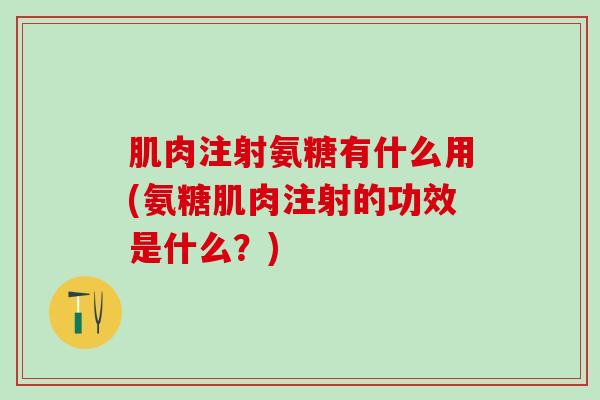 肌肉注射氨糖有什么用(氨糖肌肉注射的功效是什么？)-第1张图片-氨糖科普网