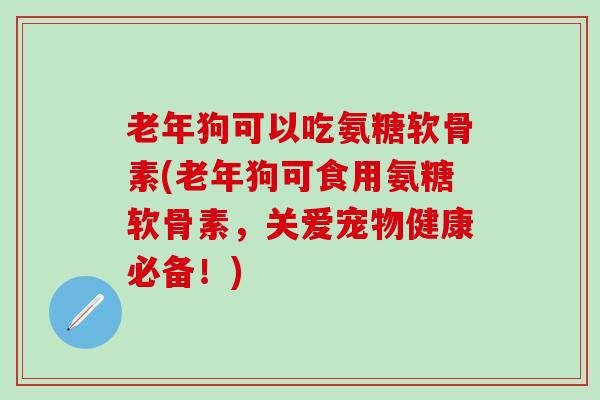 老年狗可以吃氨糖软骨素(老年狗可食用氨糖软骨素,关爱宠物健康必备!)-第1张图片-氨糖科普网 老年狗可以吃氨糖软骨素(老年狗可食用氨糖软骨素,关爱宠物健康必备!)-第1张图片-氨糖科普网