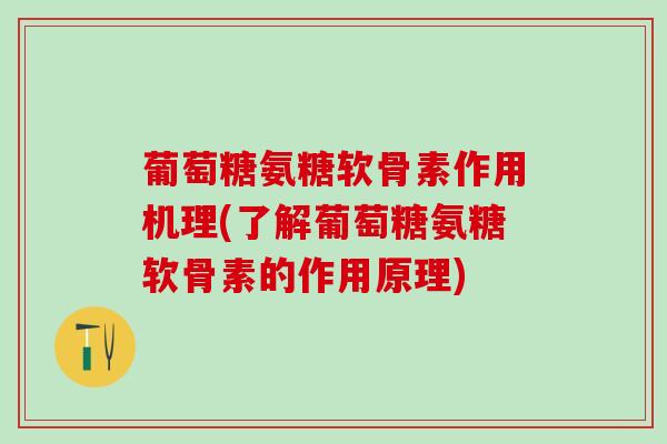 葡萄糖氨糖软骨素作用机理(了解葡萄糖氨糖软骨素的作用原理)-第1张图片-氨糖科普网 葡萄糖氨糖软骨素作用机理(了解葡萄糖氨糖软骨素的作用原理)-第1张图片-氨糖科普网