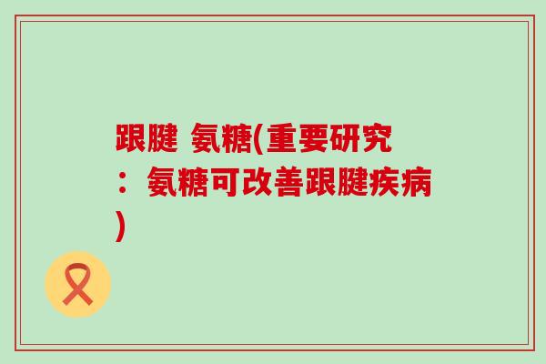 跟腱 氨糖(重要研究:氨糖可改善跟腱疾病)-第1张图片-氨糖科普网 跟腱 氨糖(重要研究:氨糖可改善跟腱疾病)-第1张图片-氨糖科普网