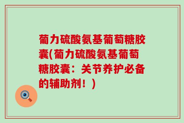 葡力硫酸氨基葡萄糖胶囊(葡力硫酸氨基葡萄糖胶囊：关节养护必备的辅助剂！)-第1张图片-氨糖科普网