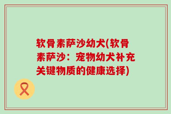 软骨素萨沙幼犬(软骨素萨沙：宠物幼犬补充关键物质的健康选择)-第1张图片-氨糖科普网