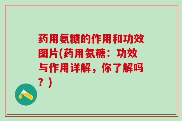 药用氨糖的作用和功效图片(药用氨糖:功效与作用详解,你了解吗?)-第1张图片-氨糖科普网 药用氨糖的作用和功效图片(药用氨糖:功效与作用详解,你了解吗?)-第1张图片-氨糖科普网