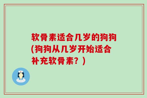 软骨素适合几岁的狗狗(狗狗从几岁开始适合补充软骨素？)-第1张图片-氨糖科普网