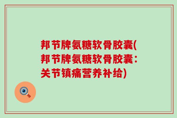 邦节牌氨糖软骨胶囊(邦节牌氨糖软骨胶囊:关节镇痛营养补给)-第1张图片-氨糖科普网 邦节牌氨糖软骨胶囊(邦节牌氨糖软骨胶囊:关节镇痛营养补给)-第1张图片-氨糖科普网