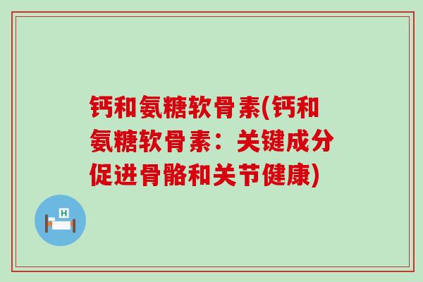钙和氨糖软骨素(钙和氨糖软骨素：关键成分促进骨骼和关节健康)-第1张图片-氨糖科普网