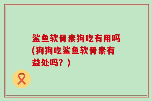 鲨鱼软骨素狗吃有用吗(狗狗吃鲨鱼软骨素有益处吗？)-第1张图片-氨糖科普网