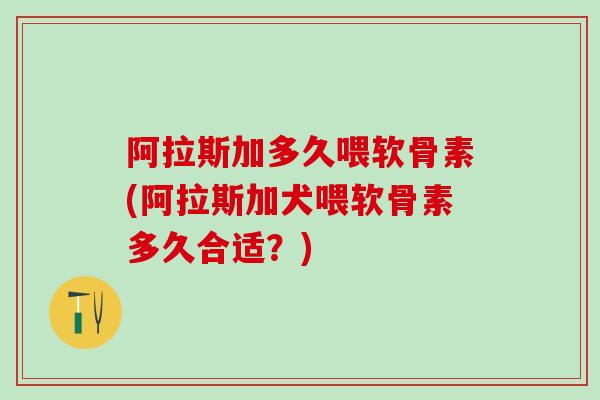 阿拉斯加多久喂软骨素(阿拉斯加犬喂软骨素多久合适?)-第1张图片-氨糖科普网 阿拉斯加多久喂软骨素(阿拉斯加犬喂软骨素多久合适?)-第1张图片-氨糖科普网