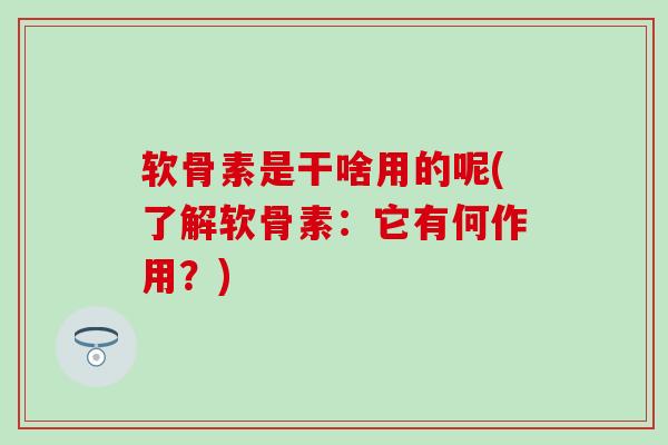 软骨素是干啥用的呢(了解软骨素:它有何作用?)-第1张图片-氨糖科普网 软骨素是干啥用的呢(了解软骨素:它有何作用?)-第1张图片-氨糖科普网