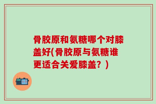 骨胶原和氨糖哪个对膝盖好(骨胶原与氨糖谁更适合关爱膝盖?)-第1张图片-氨糖科普网 骨胶原和氨糖哪个对膝盖好(骨胶原与氨糖谁更适合关爱膝盖?)-第1张图片-氨糖科普网
