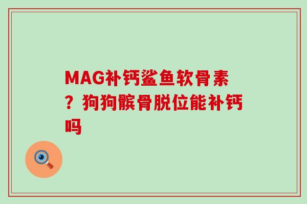 MAG补钙鲨鱼软骨素?狗狗髌骨脱位能补钙吗-第1张图片-氨糖科普网 MAG补钙鲨鱼软骨素?狗狗髌骨脱位能补钙吗-第1张图片-氨糖科普网