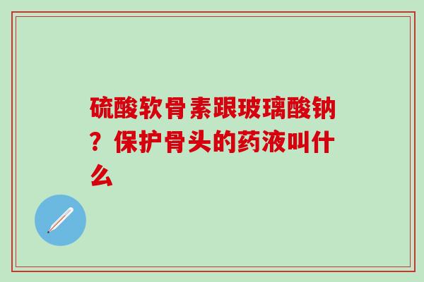 硫酸软骨素跟玻璃酸钠？保护骨头的药液叫什么-第1张图片-氨糖科普网