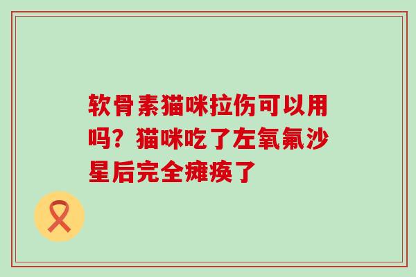 软骨素猫咪拉伤可以用吗?猫咪吃了左氧氟沙星后完全瘫痪了-第1张图片-氨糖科普网 软骨素猫咪拉伤可以用吗?猫咪吃了左氧氟沙星后完全瘫痪了-第1张图片-氨糖科普网