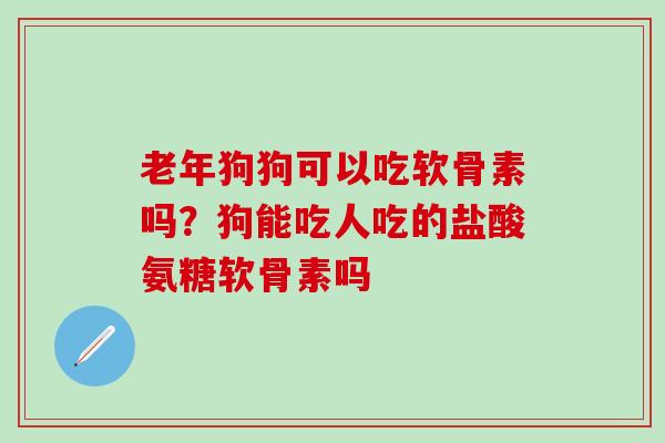 老年狗狗可以吃软骨素吗？狗能吃人吃的盐酸氨糖软骨素吗-第1张图片-氨糖科普网