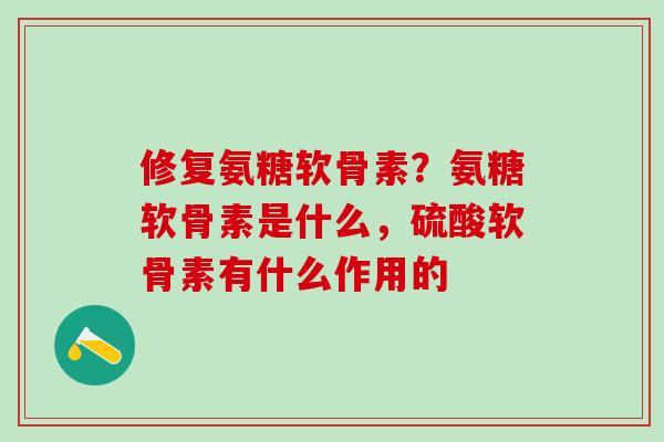 修复氨糖软骨素？氨糖软骨素是什么，硫酸软骨素有什么作用的-第1张图片-氨糖科普网