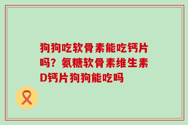 狗狗吃软骨素能吃钙片吗？氨糖软骨素维生素D钙片狗狗能吃吗-第1张图片-氨糖科普网