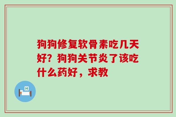 狗狗修复软骨素吃几天好?狗狗关节炎了该吃什么药好,求教-第1张图片-氨糖科普网 狗狗修复软骨素吃几天好?狗狗关节炎了该吃什么药好,求教-第1张图片-氨糖科普网
