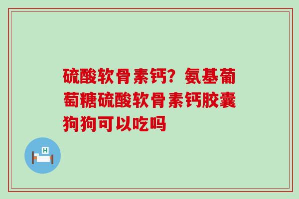 硫酸软骨素钙?氨基葡萄糖硫酸软骨素钙胶囊狗狗可以吃吗-第1张图片-氨糖科普网 硫酸软骨素钙?氨基葡萄糖硫酸软骨素钙胶囊狗狗可以吃吗-第1张图片-氨糖科普网