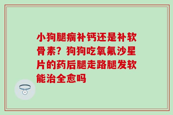 小狗腿瘸补钙还是补软骨素?狗狗吃氧氟沙星片的药后腿走路腿发软能治全愈吗-第1张图片-氨糖科普网 小狗腿瘸补钙还是补软骨素?狗狗吃氧氟沙星片的药后腿走路腿发软能治全愈吗-第1张图片-氨糖科普网