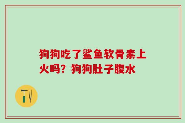 狗狗吃了鲨鱼软骨素上火吗?狗狗肚子腹水-第1张图片-氨糖科普网 狗狗吃了鲨鱼软骨素上火吗?狗狗肚子腹水-第1张图片-氨糖科普网