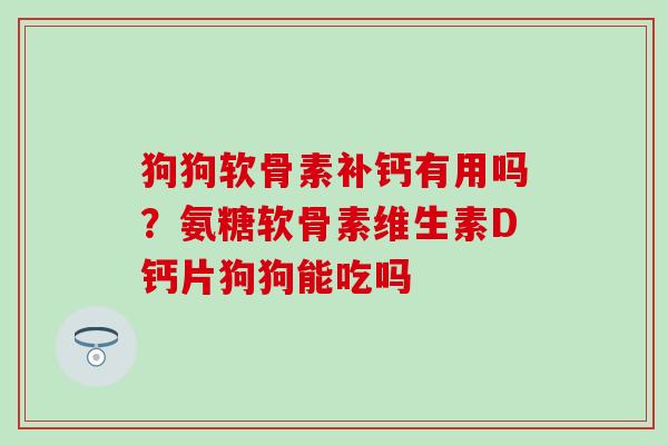 狗狗软骨素补钙有用吗?氨糖软骨素维生素D钙片狗狗能吃吗-第1张图片-氨糖科普网 狗狗软骨素补钙有用吗?氨糖软骨素维生素D钙片狗狗能吃吗-第1张图片-氨糖科普网