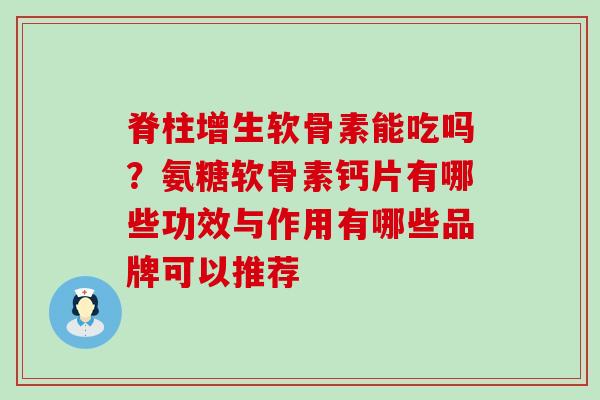 脊柱增生软骨素能吃吗?氨糖软骨素钙片有哪些功效与作用有哪些品牌可以推荐-第1张图片-氨糖科普网 脊柱增生软骨素能吃吗?氨糖软骨素钙片有哪些功效与作用有哪些品牌可以推荐-第1张图片-氨糖科普网