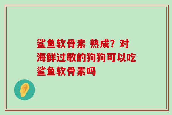 鲨鱼软骨素 熟成?对海鲜过敏的狗狗可以吃鲨鱼软骨素吗-第1张图片-氨糖科普网 鲨鱼软骨素 熟成?对海鲜过敏的狗狗可以吃鲨鱼软骨素吗-第1张图片-氨糖科普网