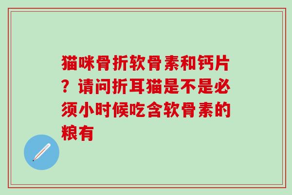 猫咪骨折软骨素和钙片？请问折耳猫是不是必须小时候吃含软骨素的粮有-第1张图片-氨糖科普网