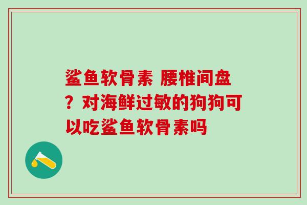 鲨鱼软骨素 腰椎间盘?对海鲜过敏的狗狗可以吃鲨鱼软骨素吗-第1张图片-氨糖科普网 鲨鱼软骨素 腰椎间盘?对海鲜过敏的狗狗可以吃鲨鱼软骨素吗-第1张图片-氨糖科普网
