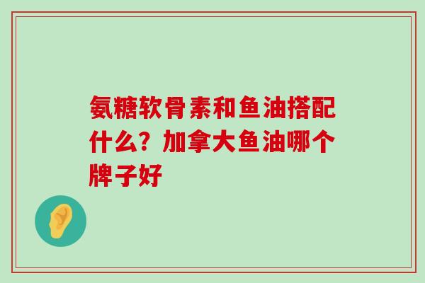 氨糖软骨素和鱼油搭配什么?加拿大鱼油哪个牌子好-第1张图片-氨糖科普网 氨糖软骨素和鱼油搭配什么?加拿大鱼油哪个牌子好-第1张图片-氨糖科普网