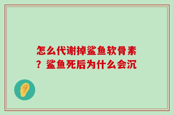 怎么代谢掉鲨鱼软骨素?鲨鱼死后为什么会沉-第1张图片-氨糖科普网 怎么代谢掉鲨鱼软骨素?鲨鱼死后为什么会沉-第1张图片-氨糖科普网