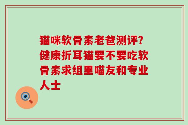 猫咪软骨素老爸测评?健康折耳猫要不要吃软骨素求组里喵友和专业人士-第1张图片-氨糖科普网 猫咪软骨素老爸测评?健康折耳猫要不要吃软骨素求组里喵友和专业人士-第1张图片-氨糖科普网