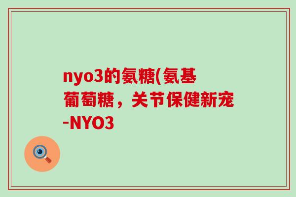 nyo3的氨糖(氨基葡萄糖，关节保健新宠-NYO3-第1张图片-氨糖科普网