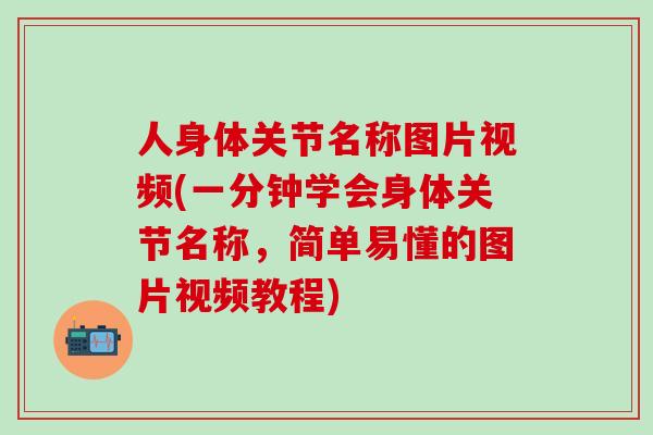 人身体关节名称图片视频(一分钟学会身体关节名称,简单易懂的图片视频教程)-第1张图片-氨糖科普网 人身体关节名称图片视频(一分钟学会身体关节名称,简单易懂的图片视频教程)-第1张图片-氨糖科普网
