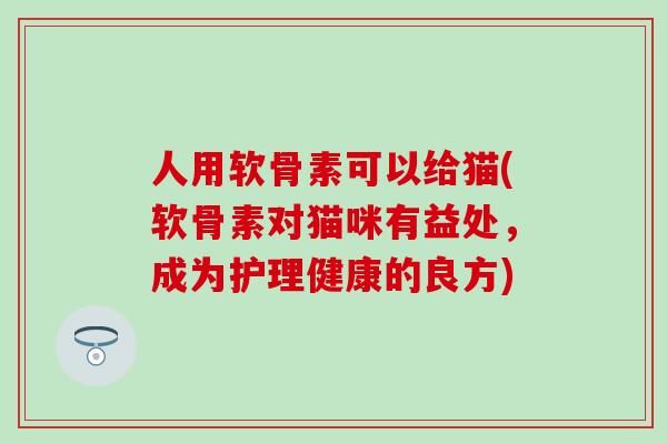 人用软骨素可以给猫(软骨素对猫咪有益处，成为护理健康的良方)-第1张图片-氨糖科普网