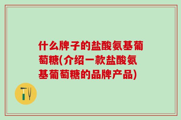 什么牌子的盐酸氨基葡萄糖(介绍一款盐酸氨基葡萄糖的品牌产品)-第1张图片-氨糖科普网