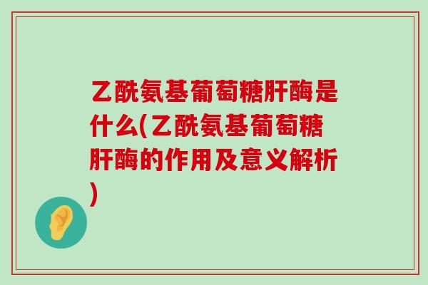 乙酰氨基葡萄糖肝酶是什么(乙酰氨基葡萄糖肝酶的作用及意义解析)-第1张图片-氨糖科普网 乙酰氨基葡萄糖肝酶是什么(乙酰氨基葡萄糖肝酶的作用及意义解析)-第1张图片-氨糖科普网