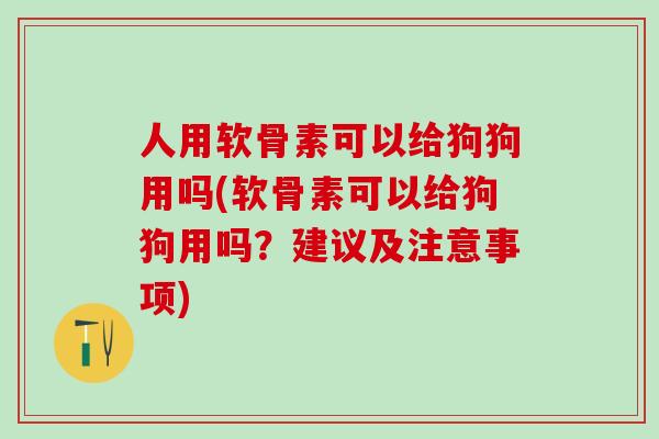 人用软骨素可以给狗狗用吗(软骨素可以给狗狗用吗?建议及注意事项)-第1张图片-氨糖科普网 人用软骨素可以给狗狗用吗(软骨素可以给狗狗用吗?建议及注意事项)-第1张图片-氨糖科普网