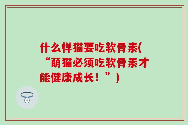 什么样猫要吃软骨素(“萌猫必须吃软骨素才能健康成长!”)-第1张图片-氨糖科普网 什么样猫要吃软骨素(“萌猫必须吃软骨素才能健康成长!”)-第1张图片-氨糖科普网