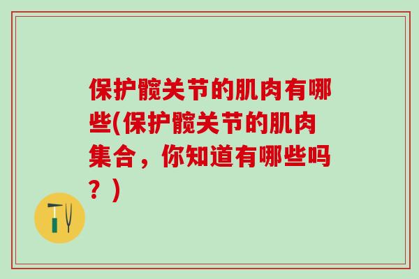保护髋关节的肌肉有哪些(保护髋关节的肌肉集合,你知道有哪些吗?)-第1张图片-氨糖科普网 保护髋关节的肌肉有哪些(保护髋关节的肌肉集合,你知道有哪些吗?)-第1张图片-氨糖科普网