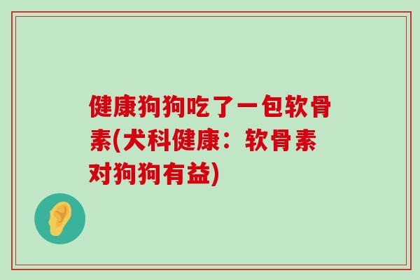 健康狗狗吃了一包软骨素(犬科健康:软骨素对狗狗有益)-第1张图片-氨糖科普网 健康狗狗吃了一包软骨素(犬科健康:软骨素对狗狗有益)-第1张图片-氨糖科普网