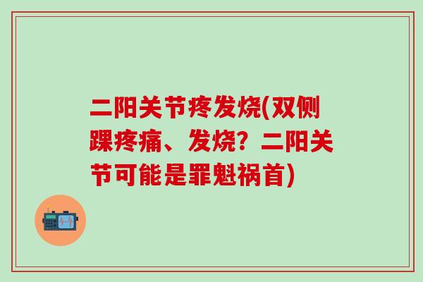 二阳关节疼发烧(双侧踝疼痛、发烧?二阳关节可能是罪魁祸首)-第1张图片-氨糖科普网 二阳关节疼发烧(双侧踝疼痛、发烧?二阳关节可能是罪魁祸首)-第1张图片-氨糖科普网