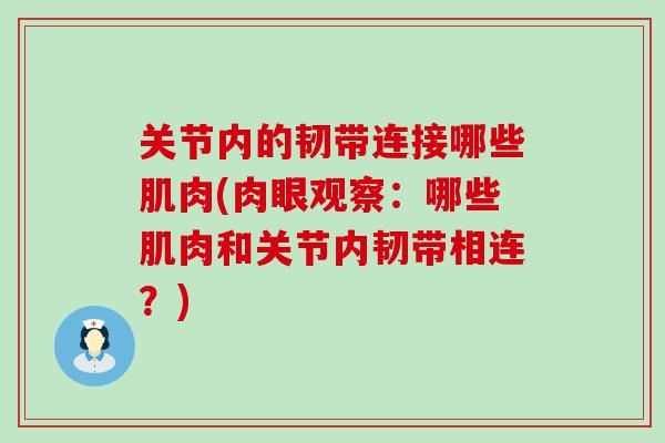 关节内的韧带连接哪些肌肉(肉眼观察：哪些肌肉和关节内韧带相连？)-第1张图片-氨糖科普网