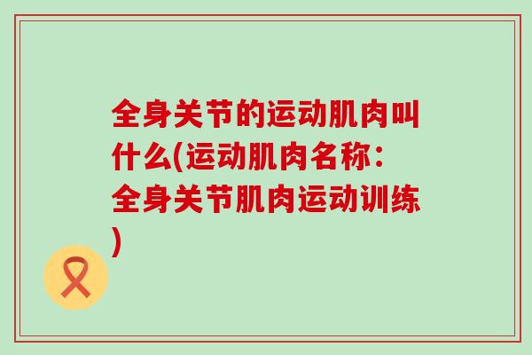 全身关节的运动肌肉叫什么(运动肌肉名称：全身关节肌肉运动训练)-第1张图片-氨糖科普网