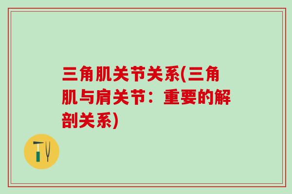 三角肌关节关系(三角肌与肩关节:重要的解剖关系)-第1张图片-氨糖科普网 三角肌关节关系(三角肌与肩关节:重要的解剖关系)-第1张图片-氨糖科普网